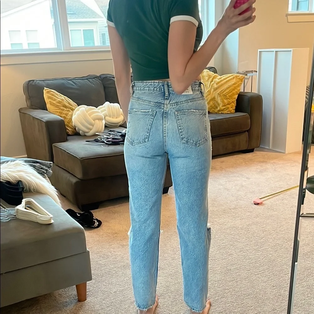 Zara Light Blue Straight Leg Jeans